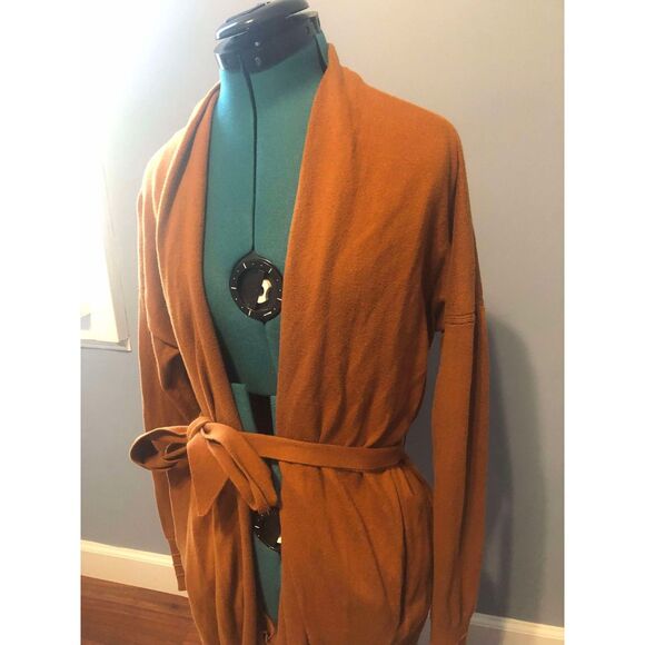 Lululemon Cotton-Cashmere Knit Wrap Butternut Brown Cardigan, size 8 - Picture 3 of 6